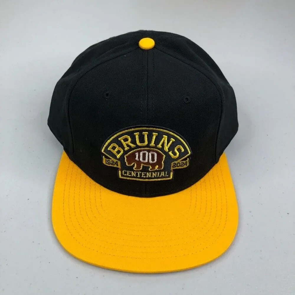 Boston Bruins Hat Black Centennial American Needle Blockhead‎ Snapback Cap 100th
